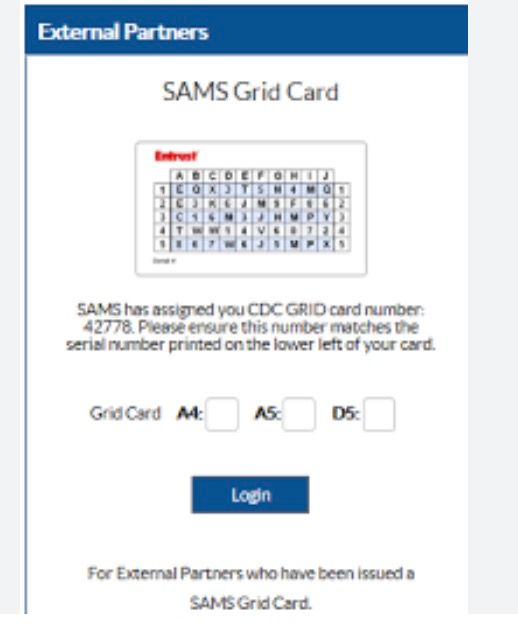 Example grid card used for a multifactor login challenge
